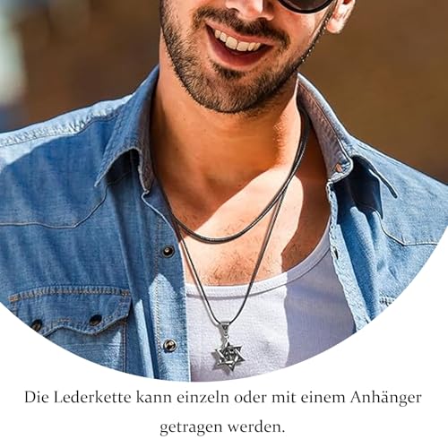 GFTCGK 4 Stück Lederband Halskette 2mm, Kunstleder Halskette Schwarz, Lederkette Mit Edelstahl Verschluss, Lederhalsband für Männer und Frauen(40-55cm)