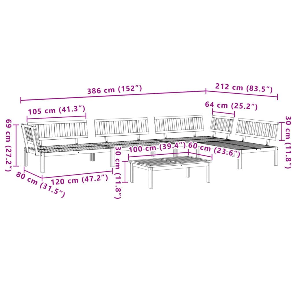 Divani angolari da giardino in legno massello di acacia – Divano ad angolo durevole in legno di acacia per esterni – Divani modulari per pallet Outdoor Lounge Set – Comodo divano da giardino
