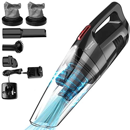 Handheld Vacuum Cordless Whall, Hand Vacuum Cordless 8000PA Suction for Home and Car Cleaning, Hand Vacuum with LED Light, Mini Vacuum, Portable Vacuum, Dry/Wet Hand Held Vacuum Cleaner, Car Vacuum