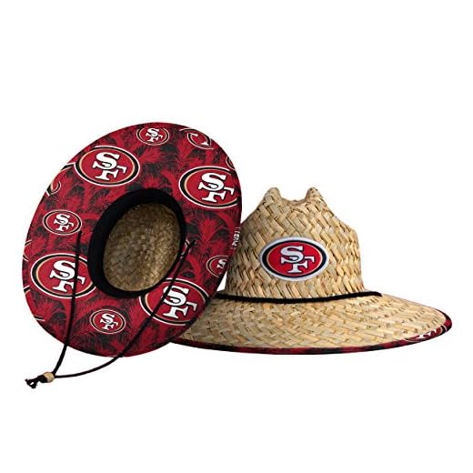 FOCO mens Nfl Team Logo Floral Sun Straw Hat, Team Logo, One Size US