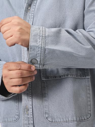 Image of Urbano Plus Men's Relaxed Fit Full Sleeve Utility Denim Jacket