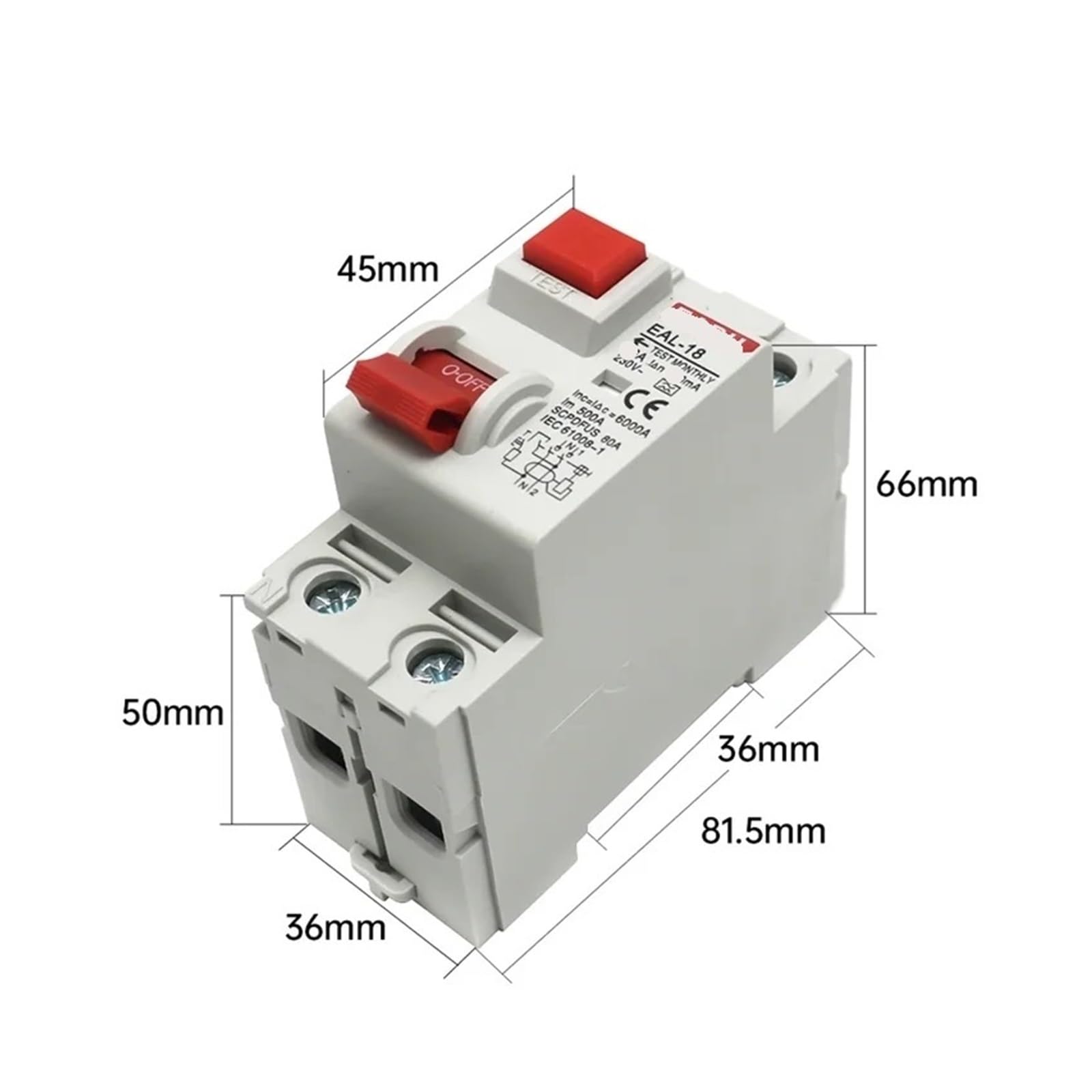 Interruptor diferencial de seguridad, 2P, 10/30 mA, tipo A, interruptor | 2p 32a,30mA