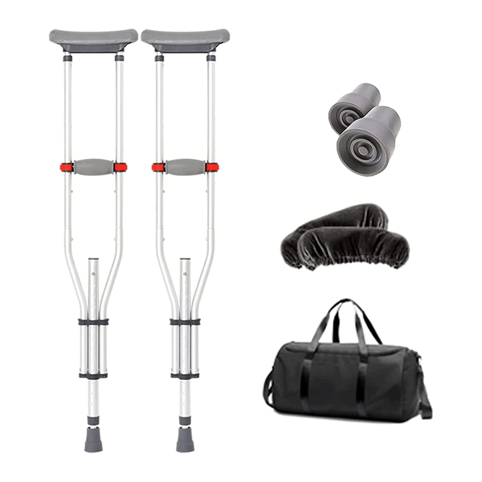 Seguridad Muletas Muletas Plegables de Aluminio, 1 par de Bastones para Las Axilas, Bastones para Caminar con botón de Ajuste de Altura, bastón para Caminar para Adultos o Adolescentes Cómodo