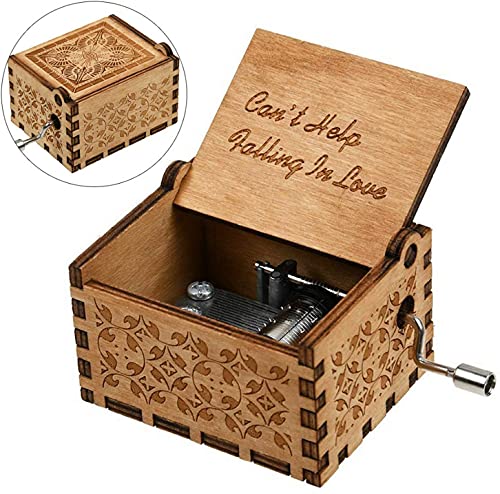 Image of Zesta Cant Help Falling in Love Musical Box Gift | Romantic Music Crank Mini Collectible for Girlfriend, Boyfriend, Husband, Wife | Unique Musical Gifts for Music Lovers | Vintage Wooden Box