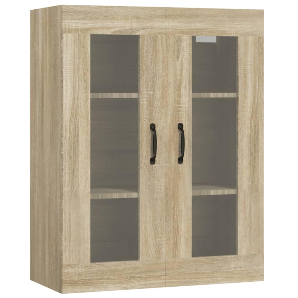 Armario colgante de roble Sonoma 69,5 x 34 x 90 cm, robusto armario de cocina de madera con mucho espacio de almacenamiento, montaje en pared o como accesorio para buffet, práctico