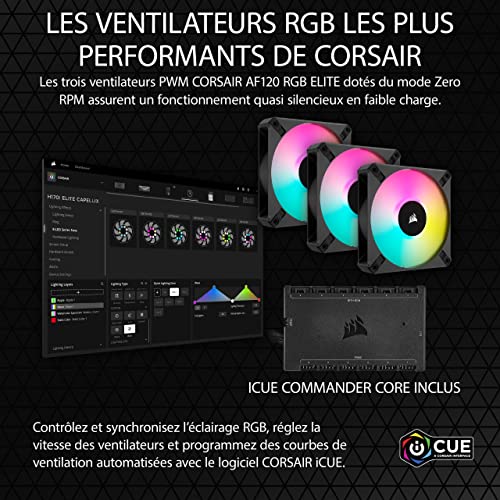 Corsair iCUE H150i ELITE CAPELLIX XT Refroidisseur de CPU Liquide - Trois Ventilateurs AF120 RGB ELITE - Radiateur 360mm - Intel® LGA 1700, 1200, 115X, 2066, AMD® AM5, AM4 -Noir
