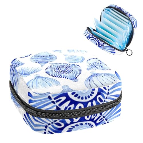 Sacchetto di immagazzinaggio del tovagliolo sanitario,Borsa mestruale,Borsa per cuscinetti,Conchiglia Boho con stampa etnica,Sacchetto mestruale