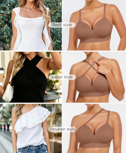 Image of FeelinGirl Wireless Supportive Bra for Women, Seamless Comfort Bralettes No Underwire Full Coverage Everyday Bras
