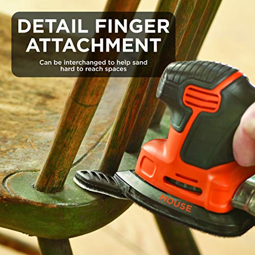 BLACK+DECKER Detail Sander, 1.2 Amp, 16,000 OPM, Compact Design, 3-Position Grip for Comfort, Includes Dust Collector… - Image 6