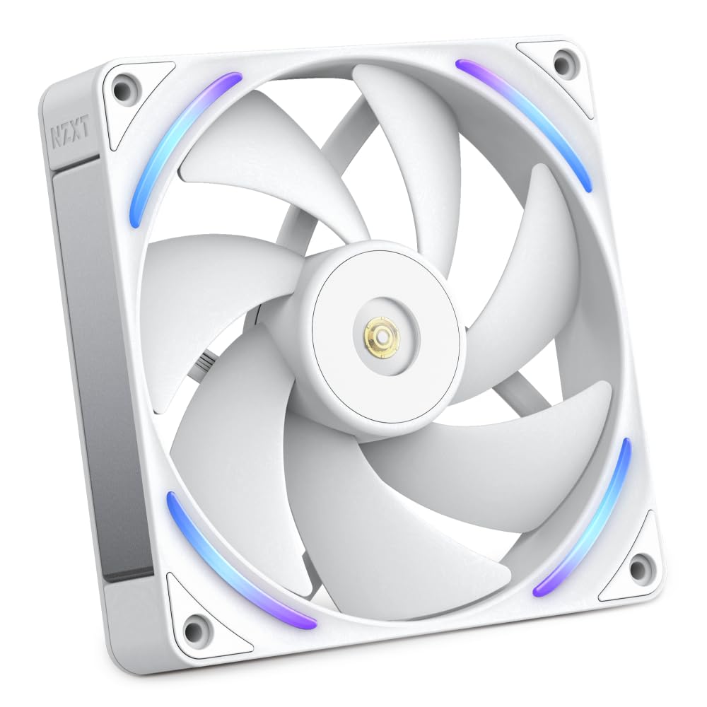 NZXT F140X Performance-Lüfter - 140mm PWM RGB PC-Gehäuselüfter - Maximale Luftförderung und statischer Druck - LCP-Rahmen und -Flügel - Magnetisches Fluid-Dynamic-Lager - 30mm Dicke - Weiß