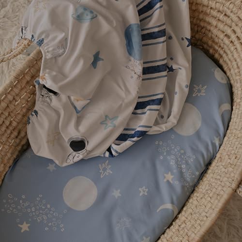 Image of Gllquen Baby Bassinet Sheets 4 Pack, Breathable Cozy Fitted Mattress Sheet | 32 inchx16 inch Soft Baby Sheets for Boys Girls, Compatible with Halo, Snoo, Uppababy, Universal fitted,Baby Gift,