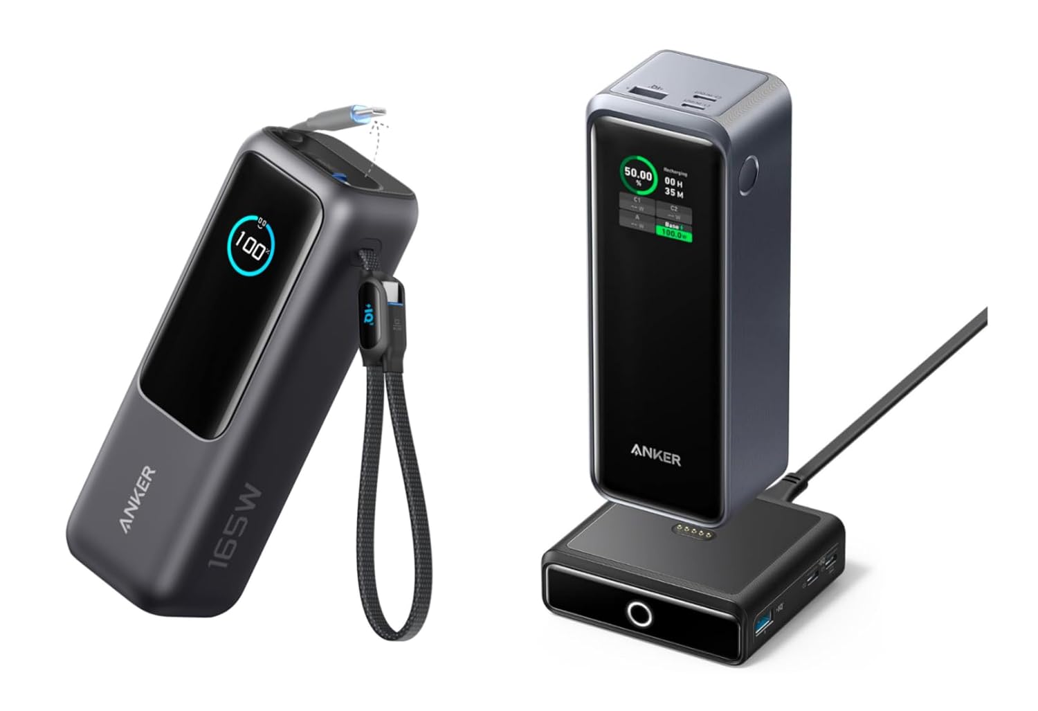 Anker Prime 27 650mAh Power Bank with 100W Charging Base and 3-Port Charger with Smart App Compatible with