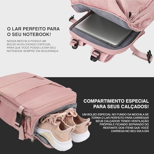 Mochila Executiva Reforçada para Viagens, Mala de Mão Impermeável para Notebook, Mochila para Academ