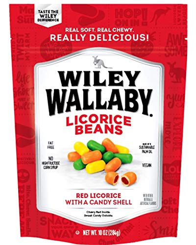 Wiley Wallaby Classic Red Licorice Beans, 10 Ounce Resealable Bag