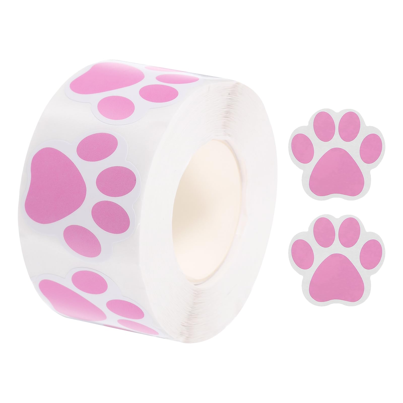 MECCANIXITY Adhesive Label Stickers Pink 500Pcs Paw Prints Stickers 1.5inch Dog Bear Paw Label for Teacher Fit Crafts Party