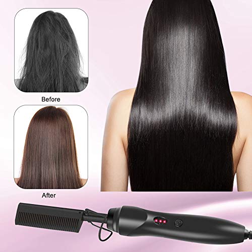 Plancha para el Cabello con Placas de Cerámica, Peine Eléctrico para Alisar y Rizar, Ideal para Cabello Afroamericano, Pelucas y Barbas Largas, Funciona en Cabello Mojado y Seco miniatura 5