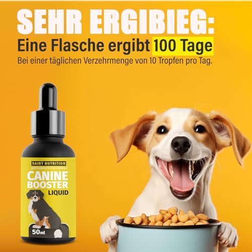 Saint Nutrition® Canine Booster für Hunde - Gelenkkraft & Gelenkgesundheit für Ihr Tier - bessere Beweglichkeit der Gelenke mit Mariendistelöl – stärkere Zähne für Hund, 50 ml