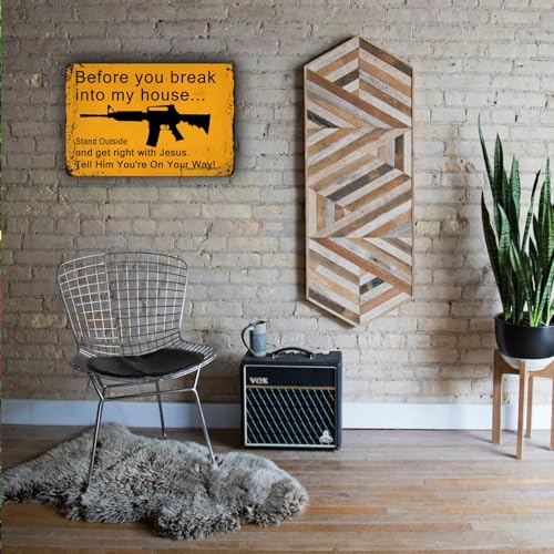 Image of Vintage Metal Tin Sign Before You Break Into My House Home Retro Metal Tin Plaque Wall Decor for Home Kitchen Bar Coffee Shop 8X12 Inches | Warning Safety Pub Garden Yard Coffee Shop Sign 8X12Inch