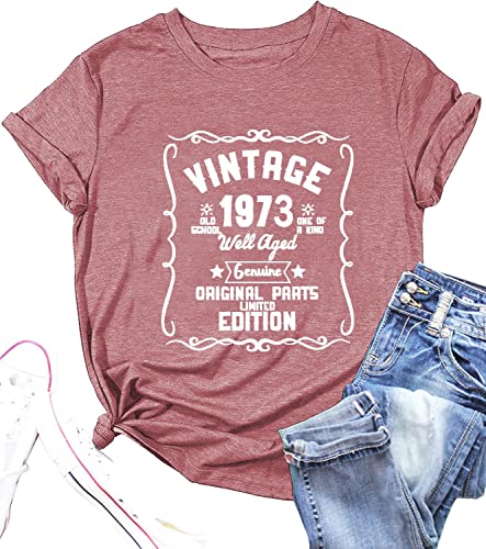Vintage 1973 Shirt Women 50Th Birthday Gift Tshirt Funny 50 Years Old Tee Birthday Party T-Shirt Retro Causal Tee Tops #TOP26