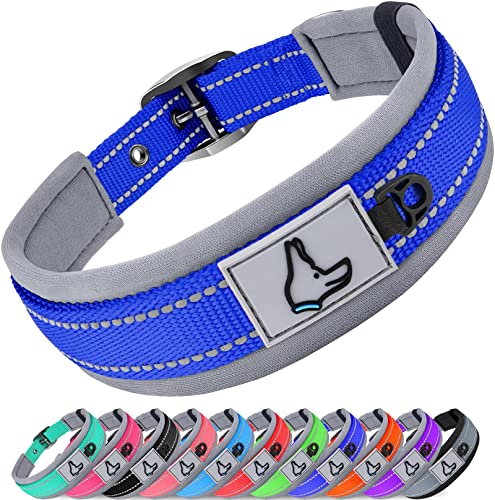 Joytale Collar Reflectante Ajustable Perros de Acolchado Neopreno Nylon, Azul Oscuro, S