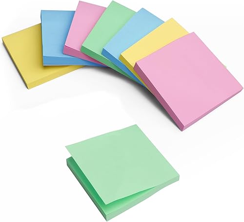 Paquete de 8 notas adhesivas de colores, almohadillas autoadhesivas de 3 x 3 pulgadas con 640 hojas en total, 80 hojaspaquete, perfectas para