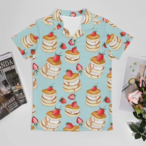 Boys' Classic Polo Shirts Short Sleeve Moisture-Wicking Golf & Tennis Shirts for Youth Teens Cute Strawberry Pancakes3