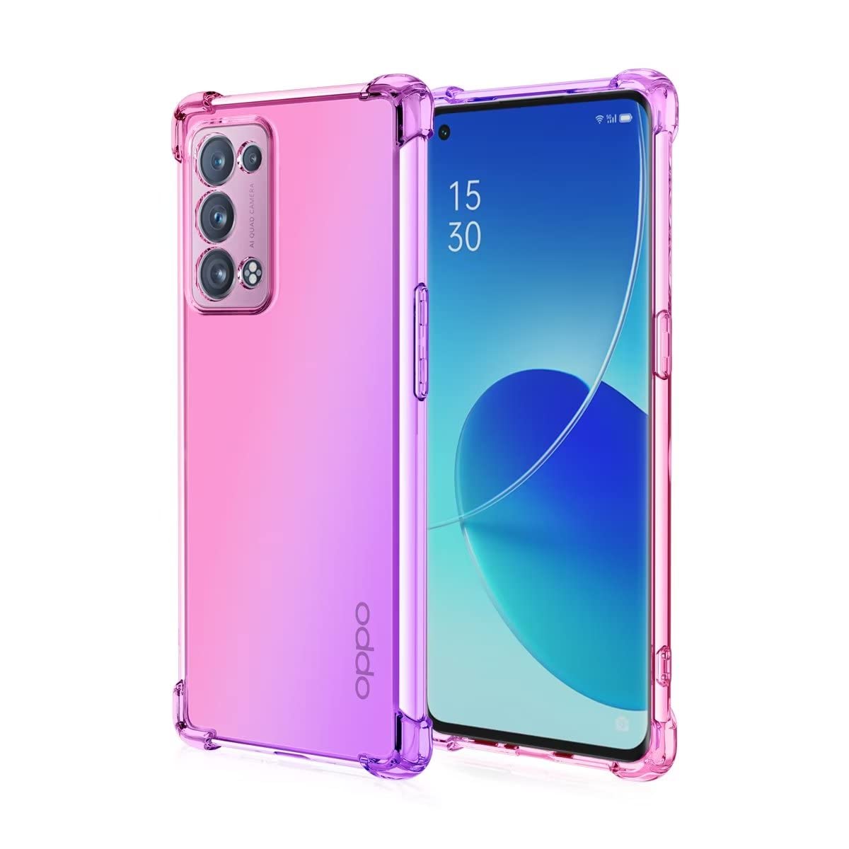 Custodia WILLIS Per Oppo Reno6 5G, Cover In Silicone TPU Sfumata Trasparente, Antiurto E Antigraffio, Design Fashion - 3
