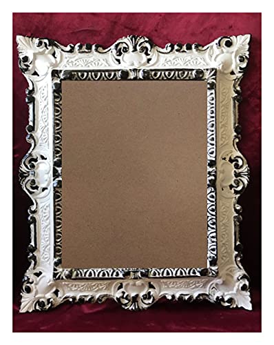 Cadre photo style baroque 44x38cm moulure noire et blanche pour photo 29x22