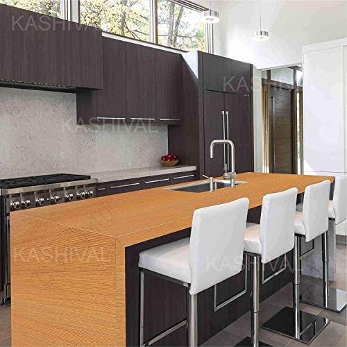Image of KASHIVAL Self - Adhesive Wall Sticker DIY PVC Vinyl Solid Peel And Stick Glossy Wallpaper For Home, Office, Kitchen, Furniture (Light Wooden 60 * 200 Cm), Brown
