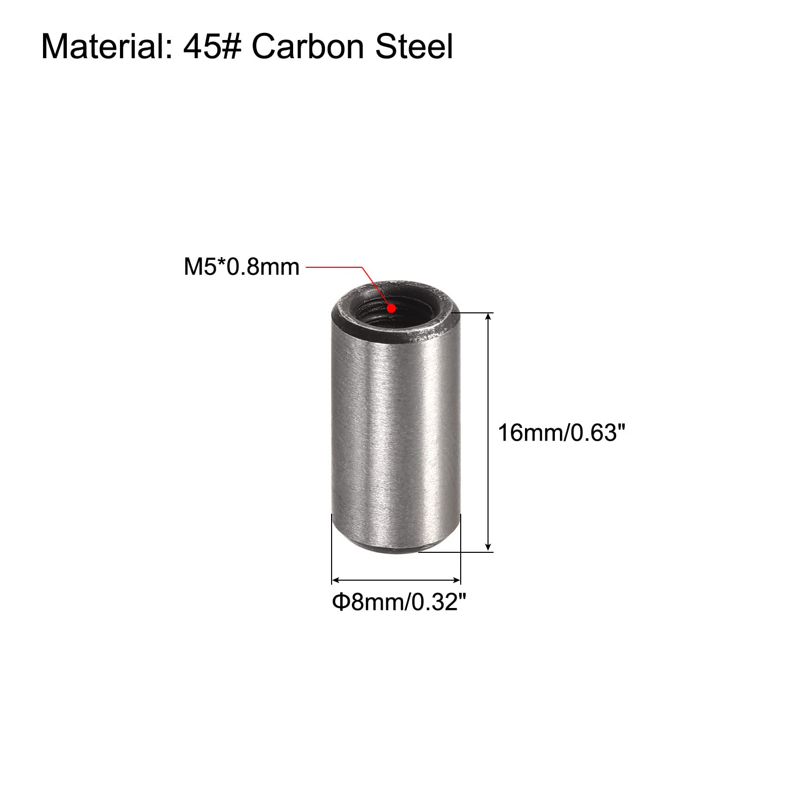 Sourcingmap 304 Stainless Steel M5 Female Thread 8mm X 16mm Cylindrical - View #10