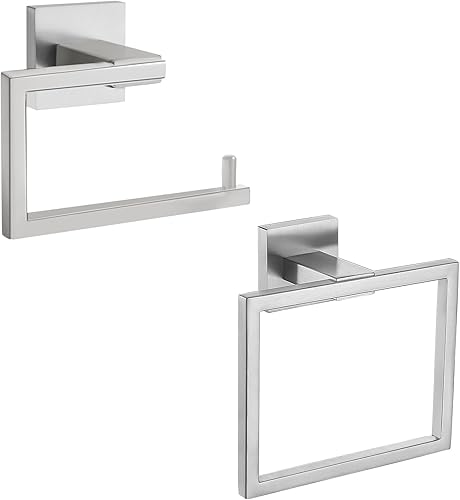 YACVCL Toallero y soporte de papel higiénico dorado cepillado, juego de accesorios de baño, barra de anillo de toalla de mano de acero inoxidable,