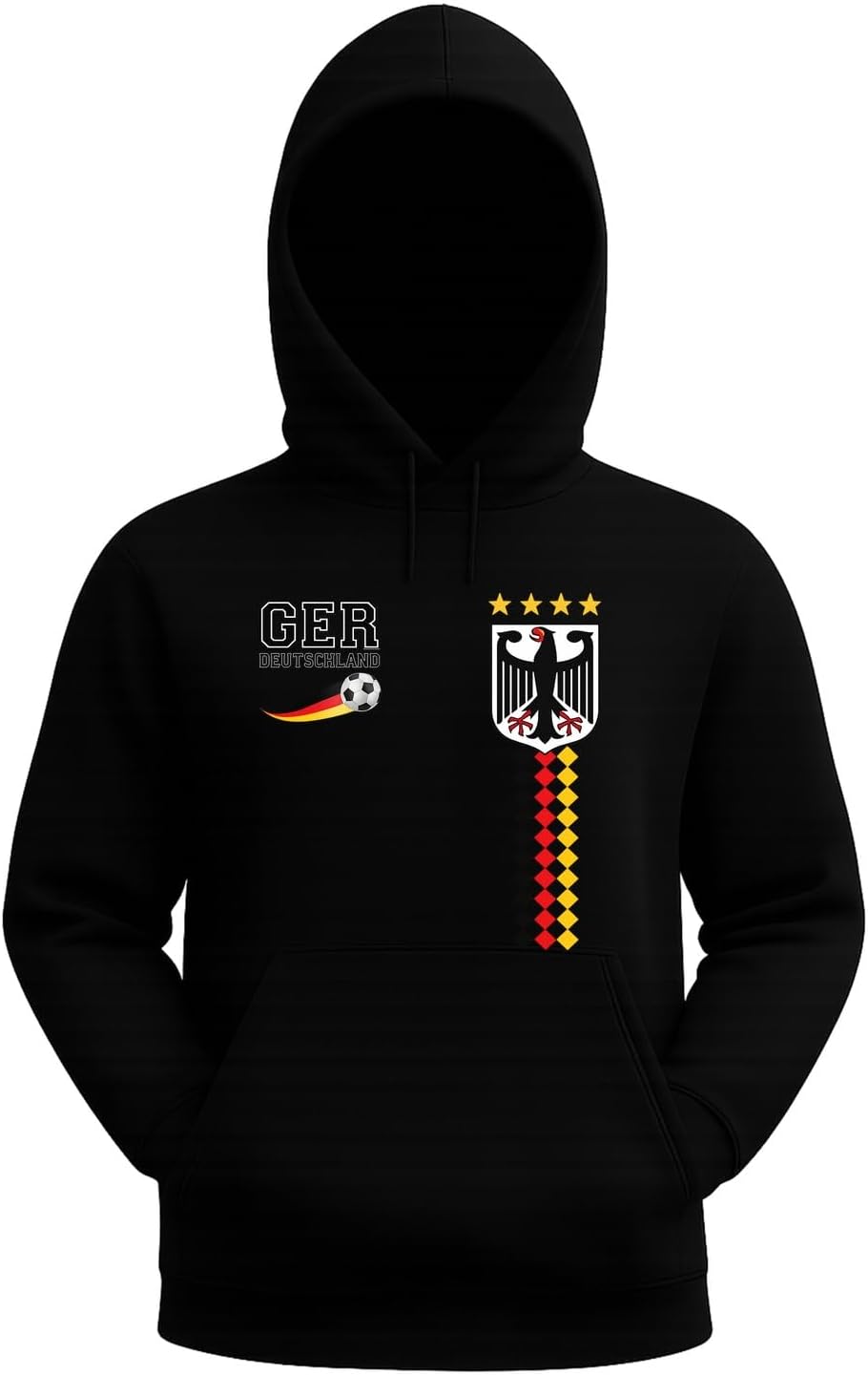 GER Design kibica piłki nożnej z orłem i 4 gwiazdkami – Mistrzostwa Świata w Europie, artykuł dla fanów Niemiec