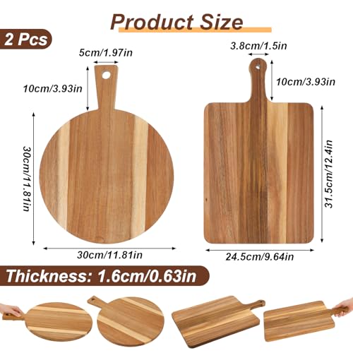 Set 2 Tablas De Cortar De Madera Acacia Con Asa miniatura 2