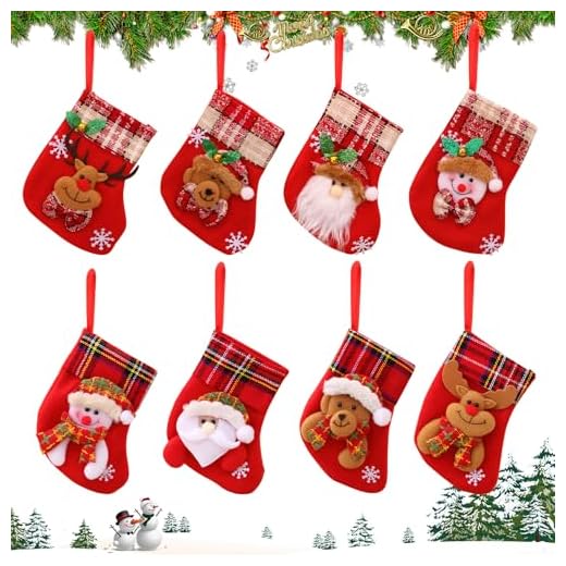 FainFun Chaussettes de Noel Deco, 8 Pièces 16 * 12CM Chaussette de Noël a Personnaliser en Lin, Chaussette de Noel Decoration pour Sapin de Noël, Cheminee, Lot de Bottes Noel a Decorer