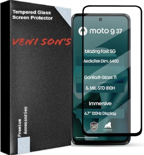 Image of VENI SON'S Scratch And Tear Resistant, Crystal Clear Edge to Edge Tempered Glass Screen Protector Guard Compatible With Moto G37 5G