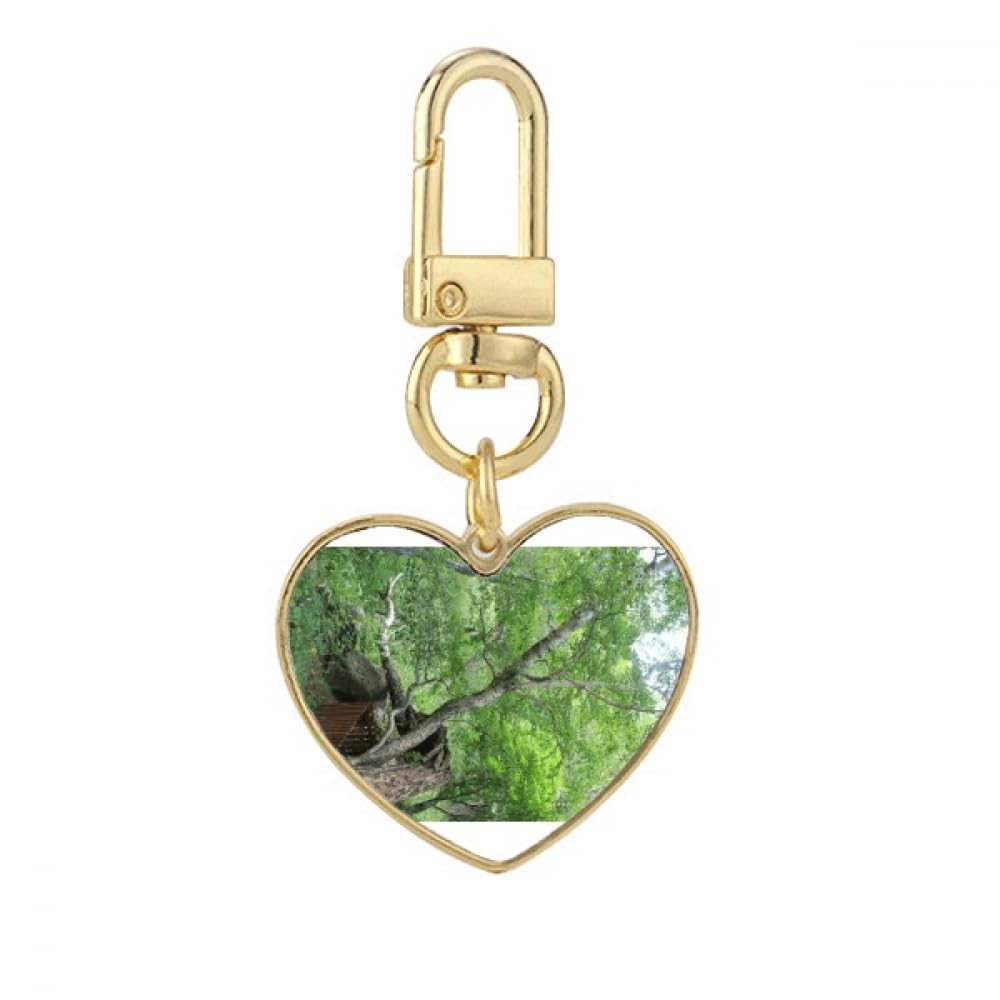 Changbai Mountain Yuehua Art Deco Fashion Gold Heart Keychain Metal Keyring Holder