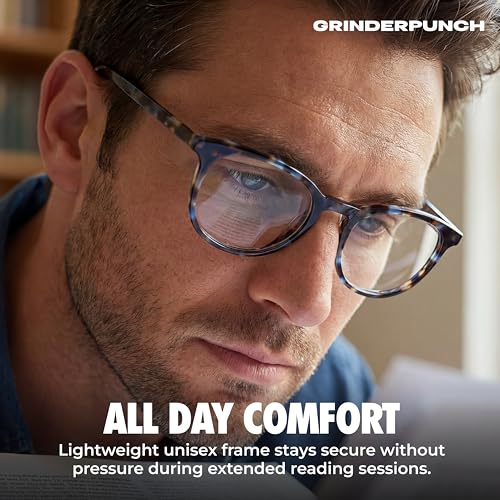 Image of grinderPUNCH Reading Glasses Men Women Fashion Computer Readers Stylish Blue Light Blocking Glasses Gaming Eyeglasses