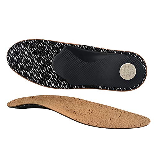 LARGERED Semelle Orthopédique Cuir avec Voute Plantaire pour Femme Homme Semelles Chaussures Anti Odeur et Transpiration pour Pieds Plats Fasciite Plantaire et épine Calcanéenne,T.46 Cover