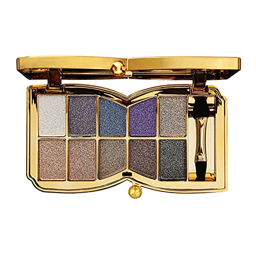 UIFCB Glitter Eyeshadow Palette,10 Colors Sparkle Shimmer Eye Shadow Highly Pigmented Long Lasting Makeup Set Gold(Type 3)