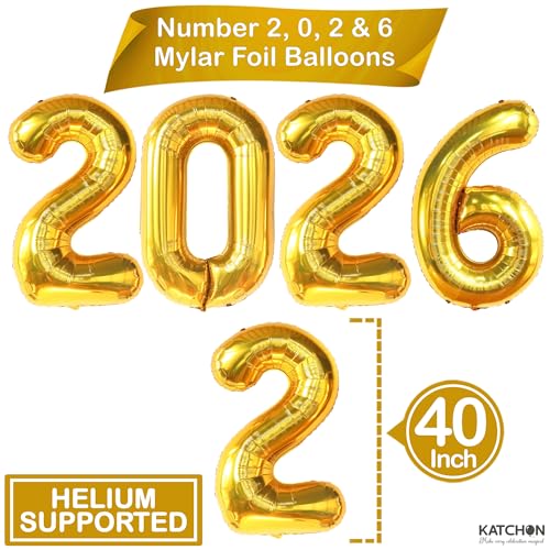 Image of KatchOn, Gold 2026 Graduation Balloons Set - Pack of 18 | Gold Graduation Decorations 2026 | 2026 Grad Balloons for Class Of 2026 Decorations, Grad Party Decorations, 2026 Balloons