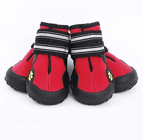 Epeanhome Dog Shoes Waterproof Anti-slip Pet Dog Puppy Boots for Injured Paws Soft Non-slip Paw Protector 4PCS, Red