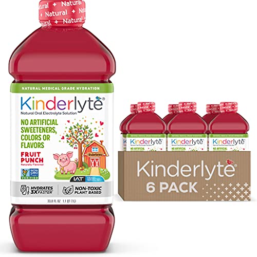 Kinderlyte | Natural Pediatric Electrolyte Solution | Doctor-Formulated for Rapid Rehydration | No Artificial Sweeteners, Colors or Flavors | Kid-Friendly Taste | 6pk of 1L Bottles | Fruit Punch