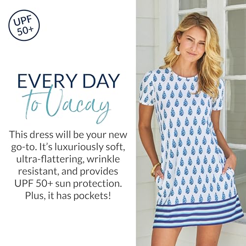 Image of Cabana Life Women's Short Sleeve Shift Dress, UPF 50+, Sun Protective Cover-Up, Nylon /Spandex