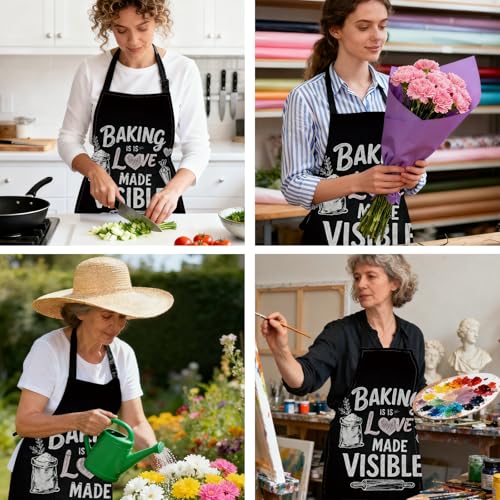 Image of Nuxovilar Cute Cooking Kitchen Apron, 26.77 * 30.7 Inches, Essential for Kitchen Cooking, Baking, Festive Gatherings