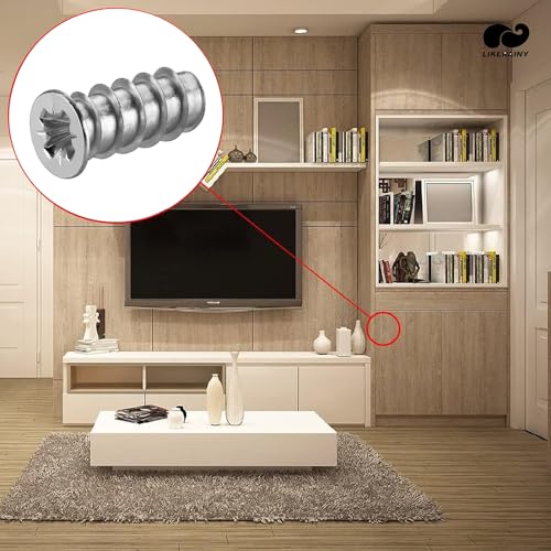 LIKERAINY Stahl Euro-Schrauben 6,3 x 8 mm Varianta Möbelbefestigungen mit Vollgewinde Bohrungsdurchmesser 5mm Schrauben für Auszugsschienen Verbindungsschraube für Holz 50 Stück