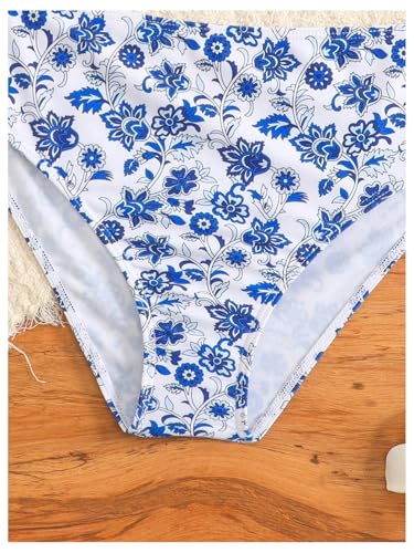 Image of BEAUDRM Girl's 2 Piece Floral Print Swimsuits Halter Triangle Bikini Boho High Waisted Bathing Suit