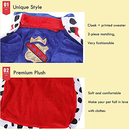 Seis Halloween 3 Pcs Dog King Cloak Costume With Crown Cap Pet Suit Prince Autumn Winter Apparel Cat Hoodies With Hat Puupy Clothes French Bulldog Chihuahua thumb #2