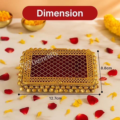 Image of Trendifly Ghungroo Metal Shagun Silver Gold Coin Sikka Chain Storage Anklet Holder Box | Gifting Purpose Decorative Ginni Dibbi | Wedding House Ceremony Pooja Babyshower Rakhi Diwali Return Gift Box