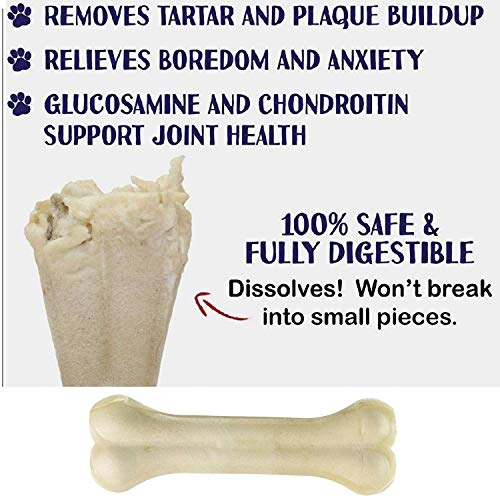 Image of Dog Chew Bone 5 inch - 2 Pcs, Rawhide Pressed Bones, Dogs Chew
