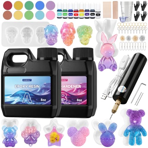KISREL Epoxy Resin Kit 16OZ with 3D Mold Electric Drill Tool for Beginner